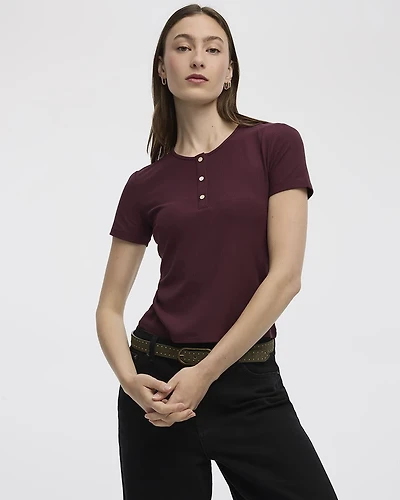 T-shirt côtelé henley