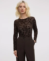 Haut en velours à manches longues et col rond