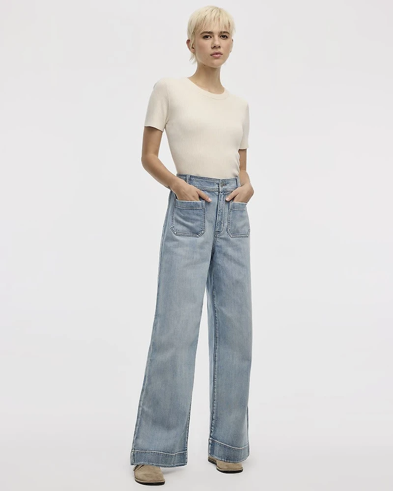 Wide-Leg High-Rise Jean with Patch Pockets