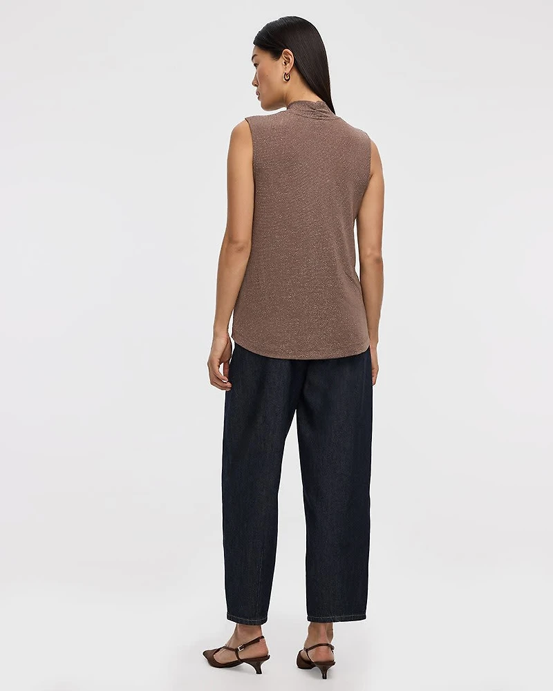 Sleeveless V-Neck Shimmery Top