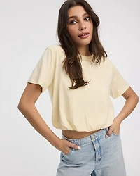 Crew-Neck Tee with Bubble Hem