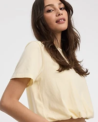 Crew-Neck Tee with Bubble Hem