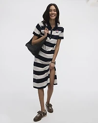 Striped Short-Sleeve Polo Dress