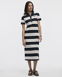 Striped Short-Sleeve Polo Dress