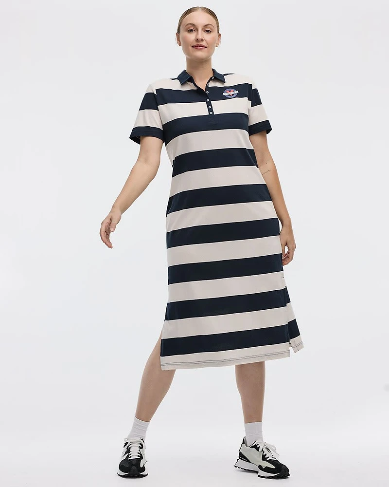 Striped Short-Sleeve Polo Dress