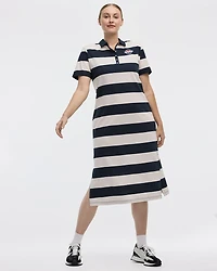 Striped Short-Sleeve Polo Dress