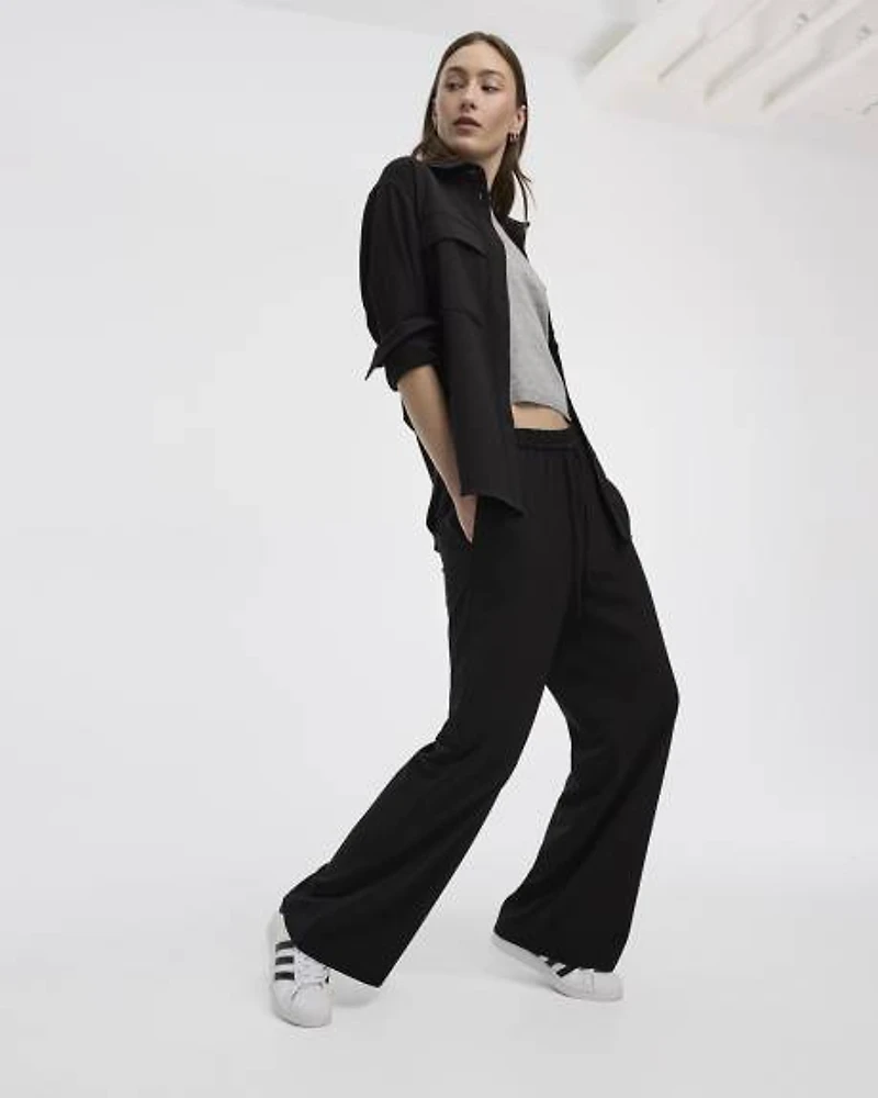 Wide-Leg High-Rise Pull-On Pant