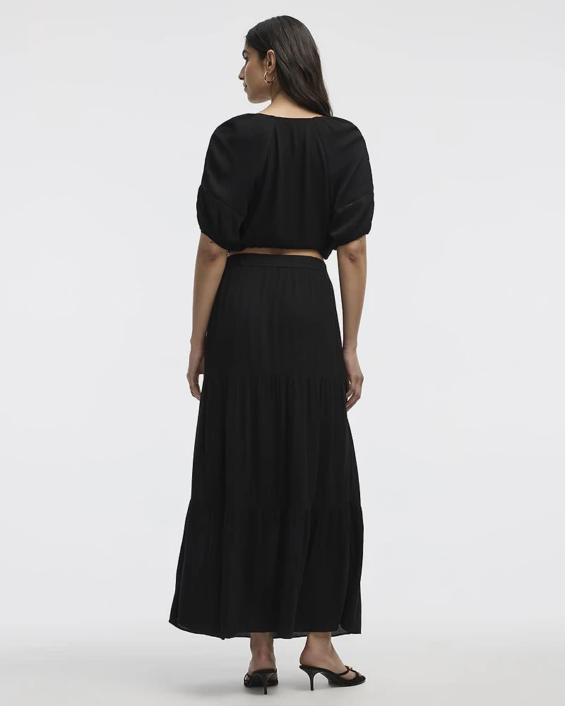 Pull-On Tiered Maxi Skirt