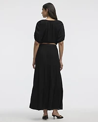 Pull-On Tiered Maxi Skirt
