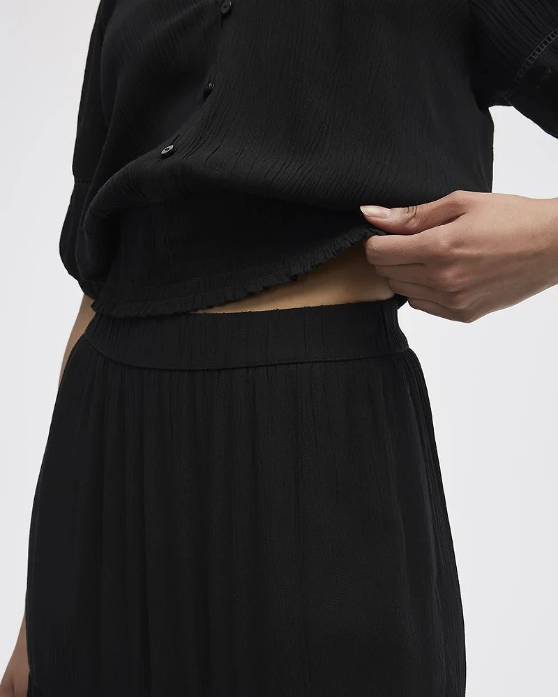 Pull-On Tiered Maxi Skirt