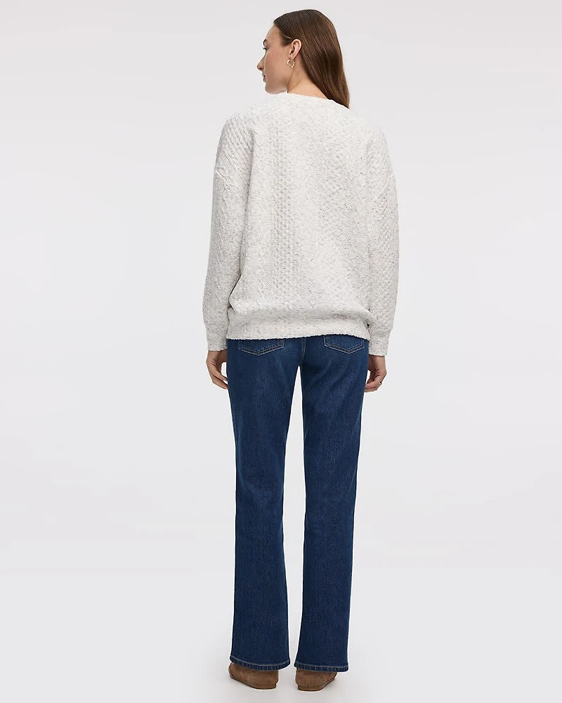 Pull à manches longues et col rond en tricot torsad