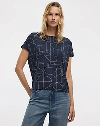 Short-Dolman-Sleeve Boat-Neck T-Shirt