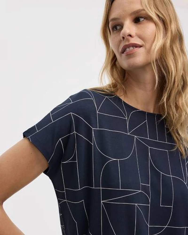 Short-Dolman-Sleeve Boat-Neck T-Shirt