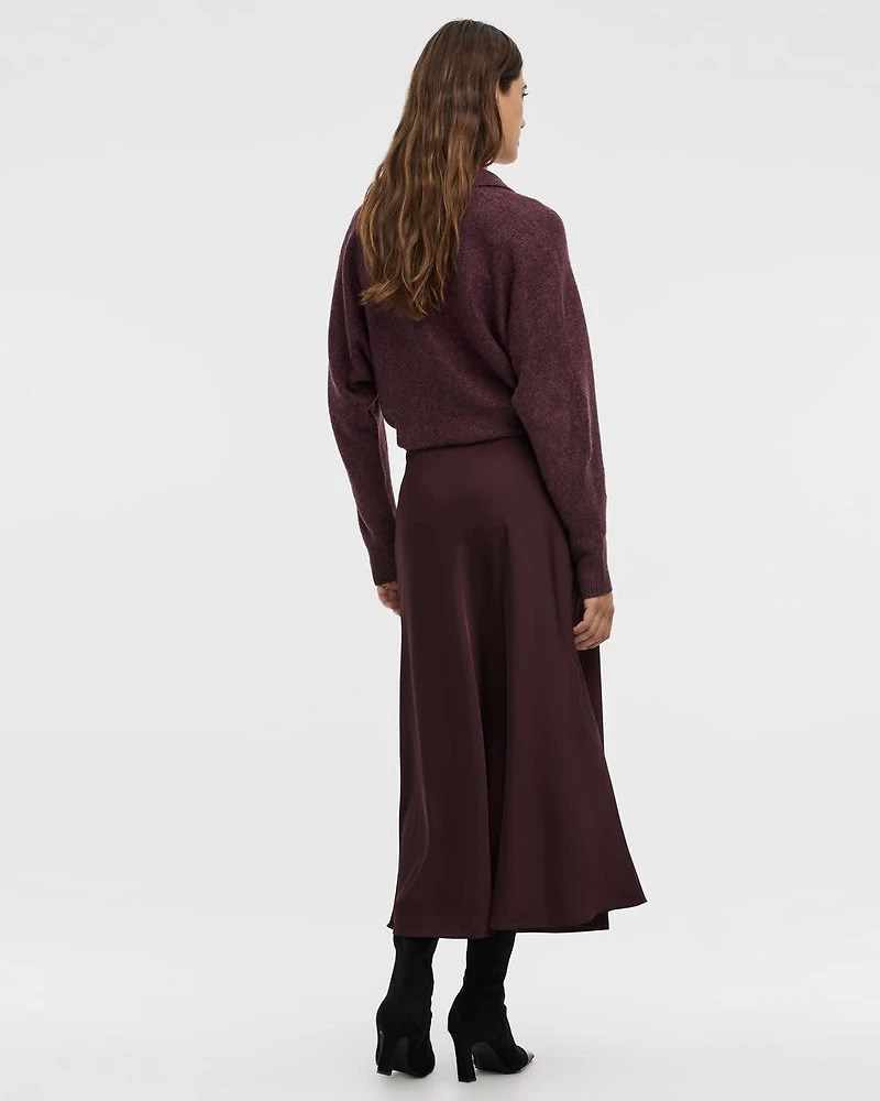 Satin A-Line Midi Skirt