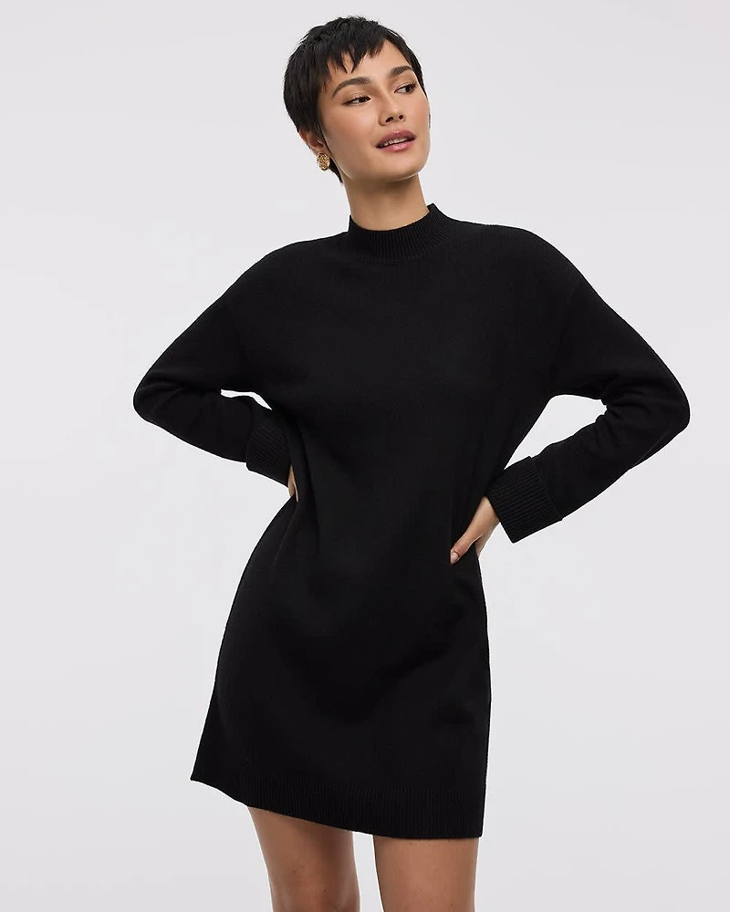 Long-Sleeve Mock-Neck Sweater Dress
