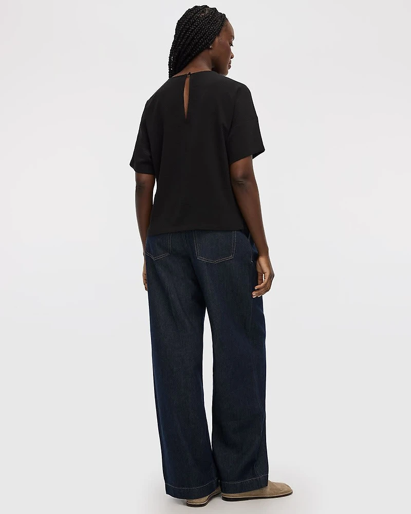 Short-Sleeve Crew-Neck Blouse
