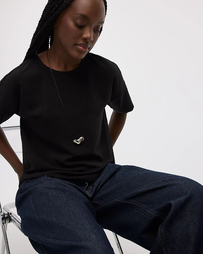 Short-Sleeve Crew-Neck Blouse
