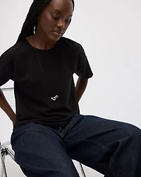Short-Sleeve Crew-Neck Blouse