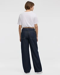 Wide-Leg Mid-Rise Denim Trousers