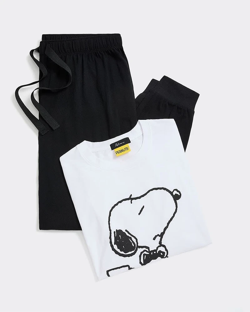 Ensemble pyjama Snoopy en coton à manches longues et jogger