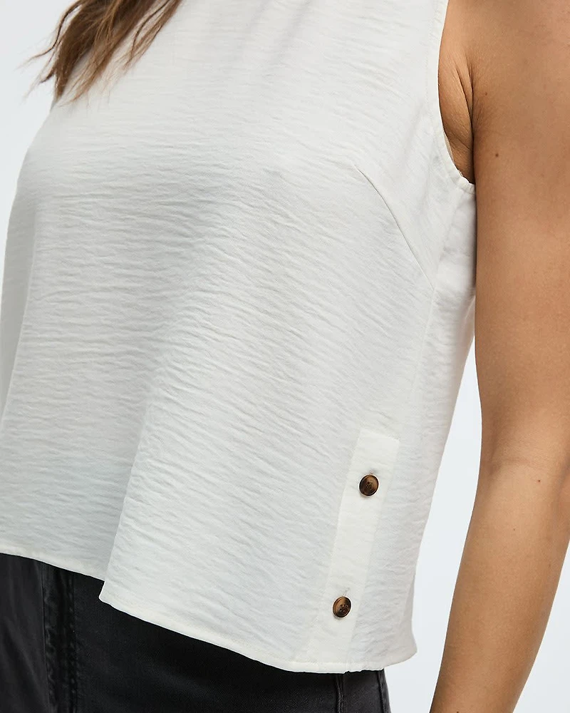 Sleeveless Blouse with Buttons at Sides