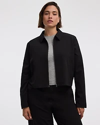 Cropped Jacket with Shirt Collar