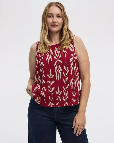Crew-Neck Tank Crinkle-Knit