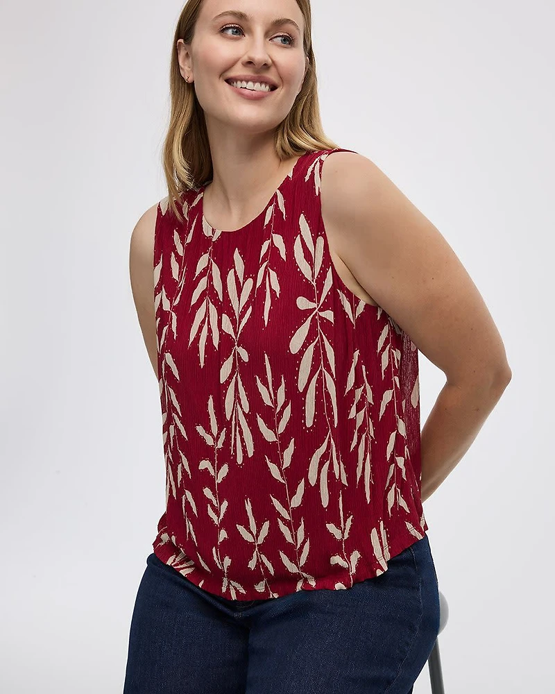 Crew-Neck Tank Crinkle-Knit