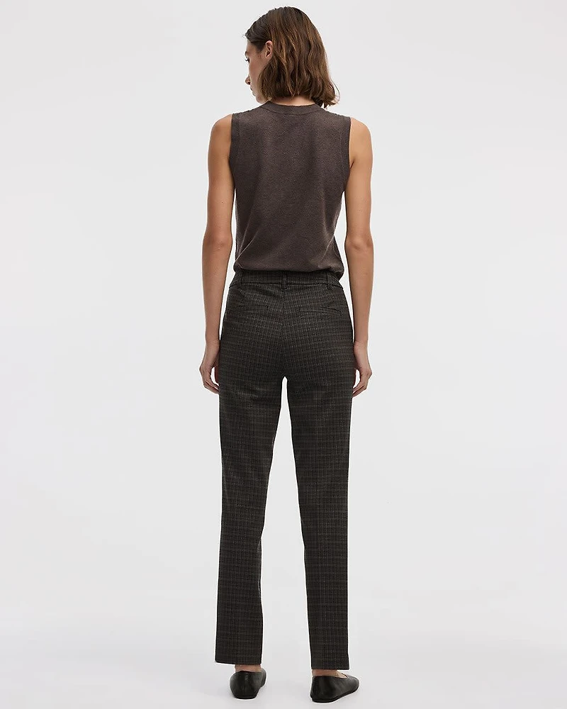 Straight-Leg High-Rise Plaid Pants