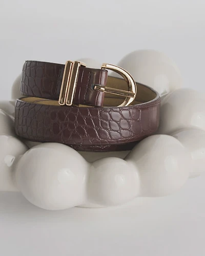 Ceinture en faux cuir à motif peau de crocodile