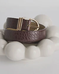 Ceinture en faux cuir à motif peau de crocodile