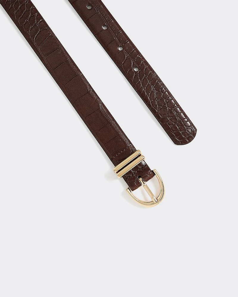 Ceinture en faux cuir à motif peau de crocodile