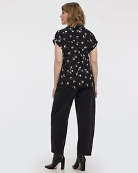 Extended-Sleeve V-Neck Flowy Blouse