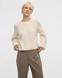 Long-Balloon-Sleeve Boat-Neck Pullover