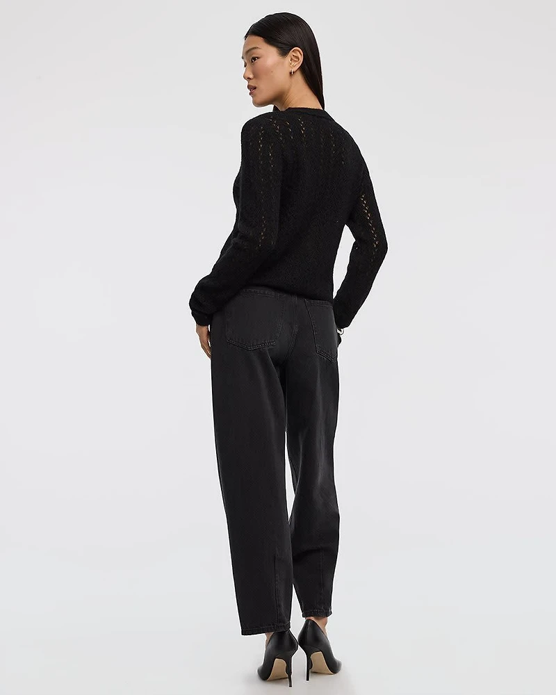 Cardigan à manches longues et col V en mailles de fantaisie