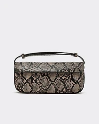 Structured Faux-Snakeskin Shoulder Bag