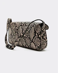 Structured Faux-Snakeskin Shoulder Bag