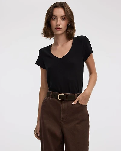 V-Neck Ribbed T-Shirt