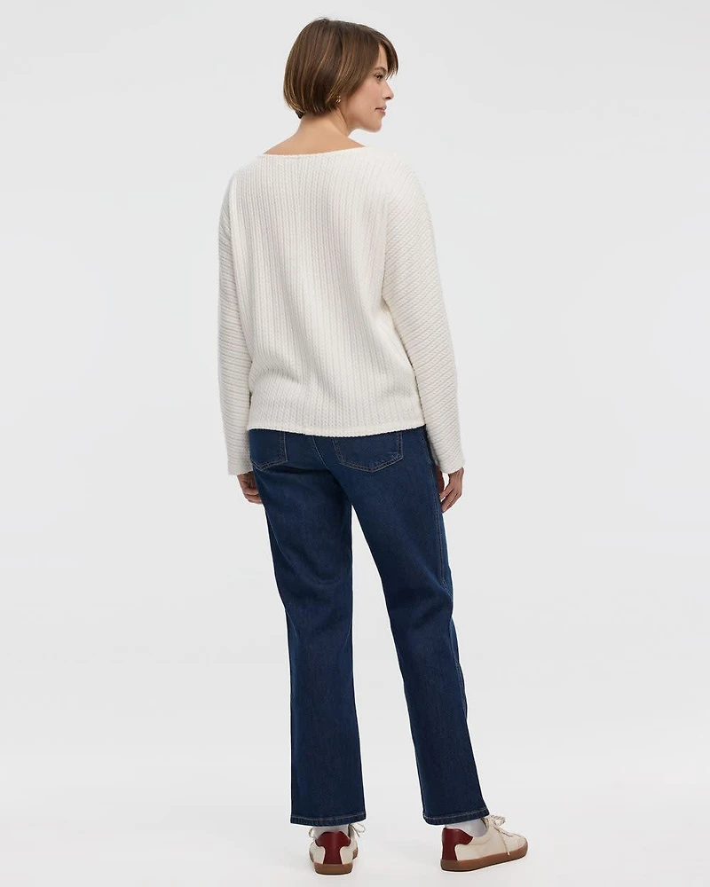 Long-Sleeve Boat-Neck Top