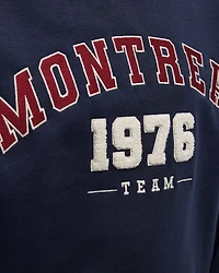 Pull imprimé graphique en molleton à col rond