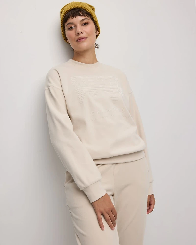 Pull à manches longues et col rond en tissu polaire