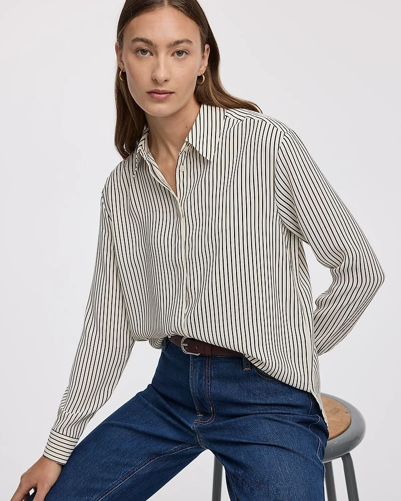 Long-Sleeve Buttoned-Down Blouse