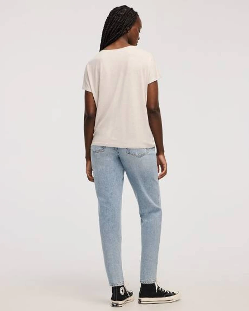 Short-Dolman-Sleeve Boat-Neck T-Shirt