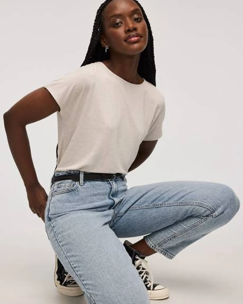 Short-Dolman-Sleeve Boat-Neck T-Shirt