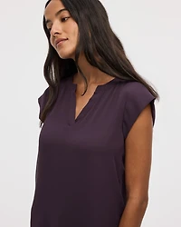 Cap Sleeve Split Neck Blouse