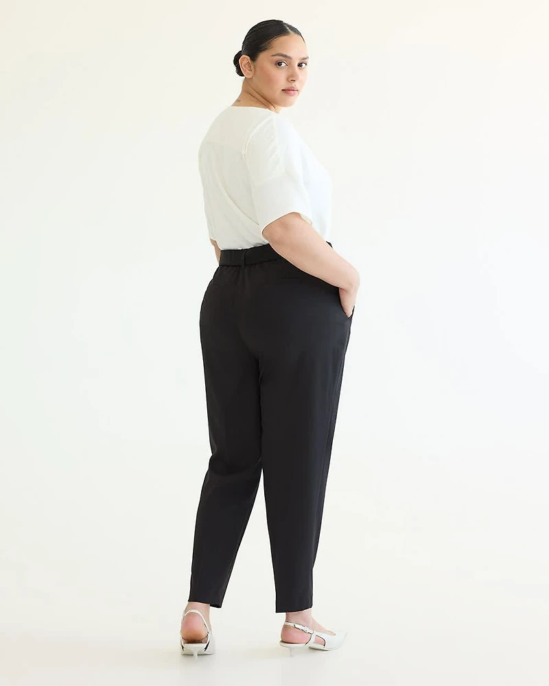 Tapered-Leg High-Rise Pant with Sash