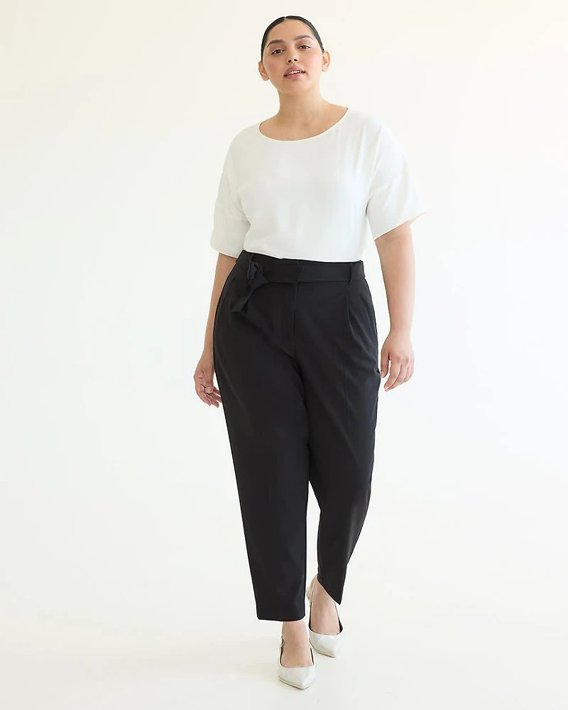 Tapered-Leg High-Rise Pant with Sash