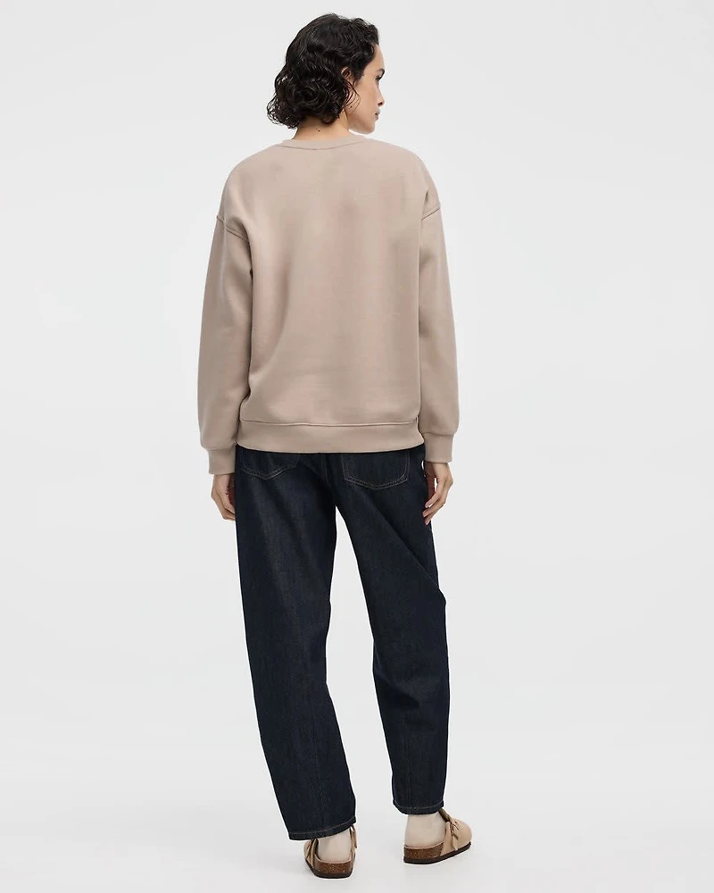 Long-Sleeve Crew-Neck Fleece Sweatshirt with Quotes