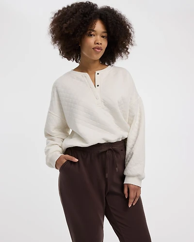 Quilted Henley Pullover