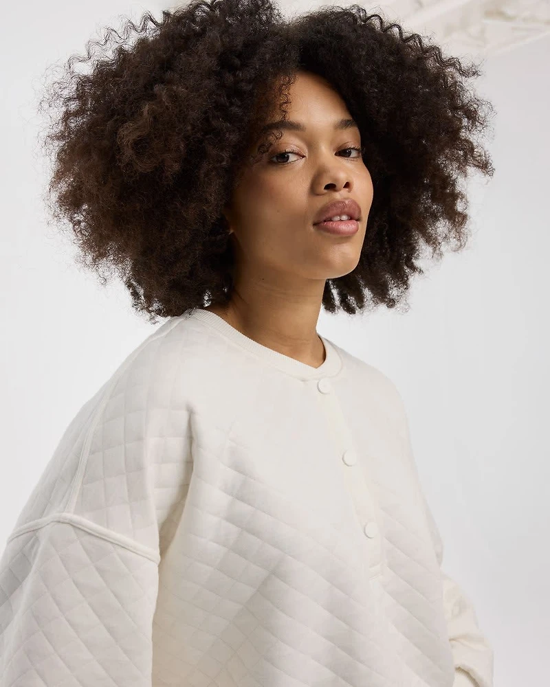 Quilted Henley Pullover